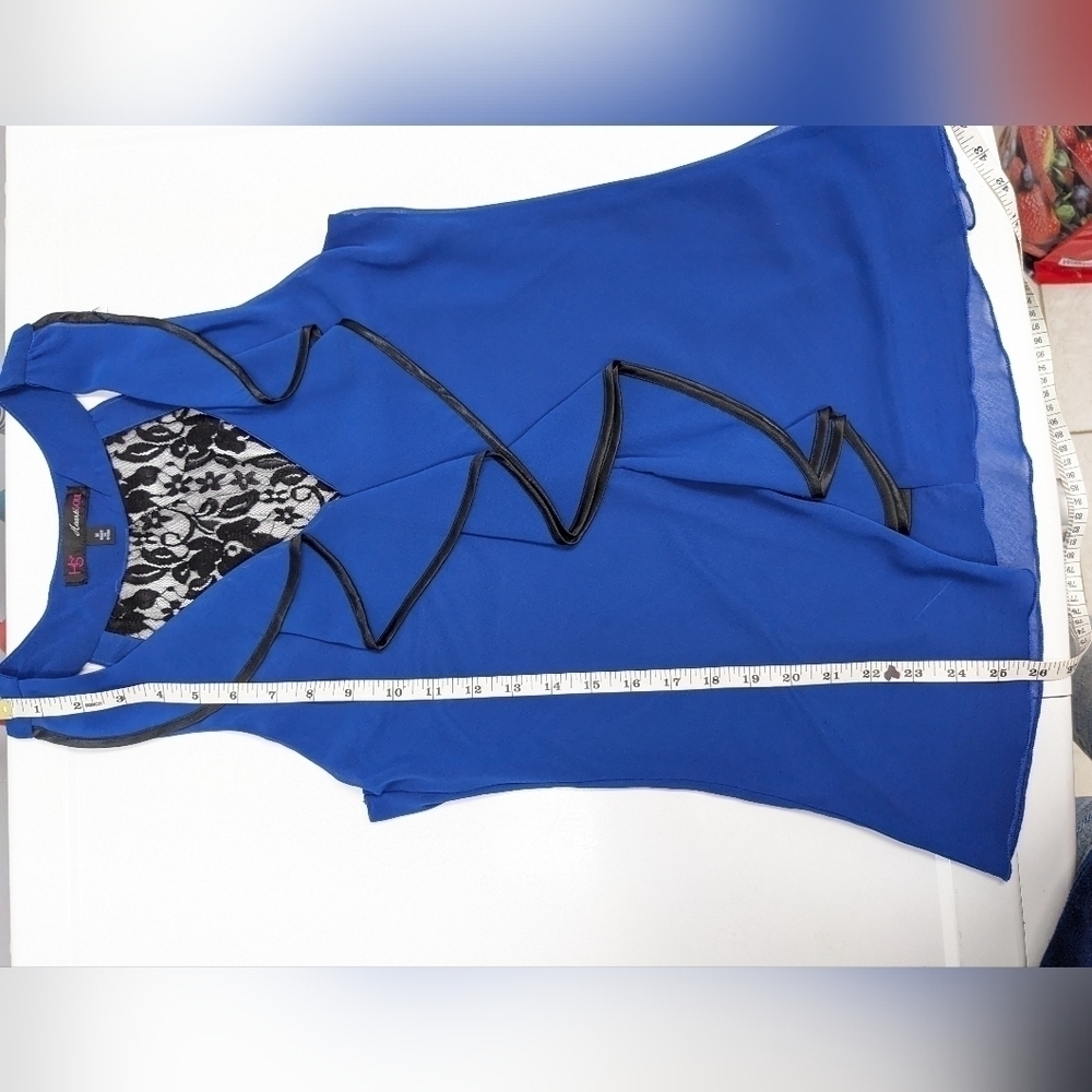 Heart Soul women's royal blue ruffled sleeveless top size M - Picture 10 of 13